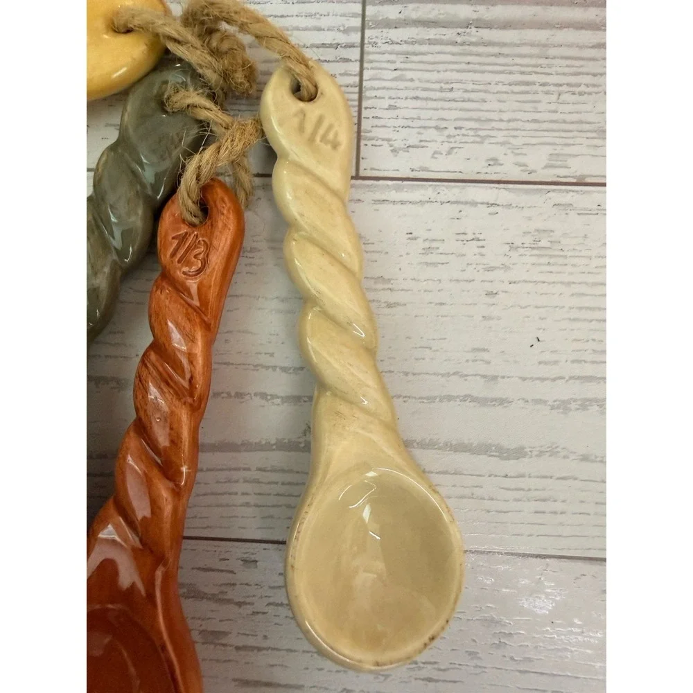 Vintage Artimino Tuscan Countryside Ironstone Stoneware Set Measuring Spoons EUC